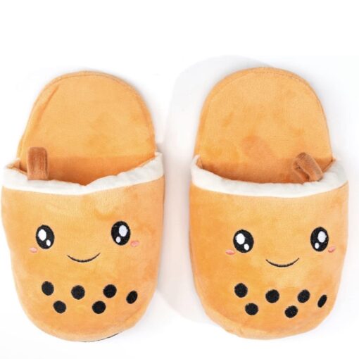 Boba Plush Slippers, House Slippers Anti-slip Soles Lounge (Womens Shoe Size 5-8)