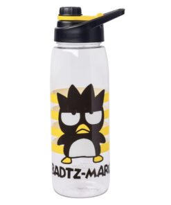 Sanrio Hello Kitty and Friends Badtz-Maru Pose Stripes Water Bottle with Screw Lid, 28 Ounces, Sanrio Badtz Maru