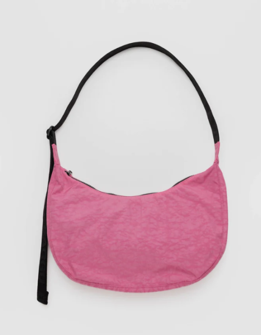 BAGGU Medium Azalea Pink Nylon Crescent Bag