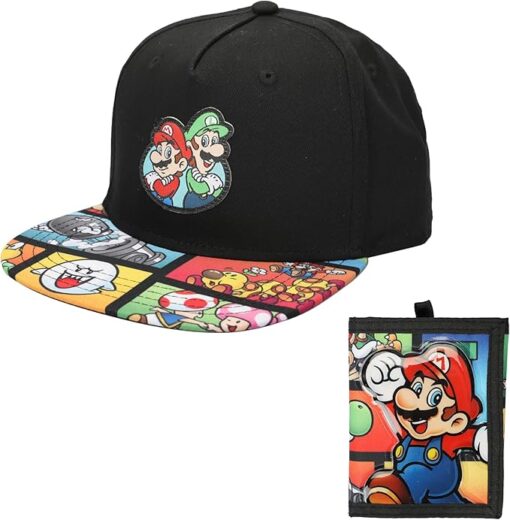 Nintendo Super Mario Bros. Boys Snapback Hat and Wallet Set