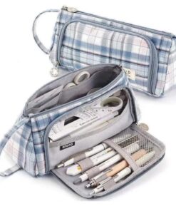 Blue Plaid Pencil Bag