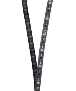 Kuromi Hearts & Skulls Black Lanyard with Character Charm