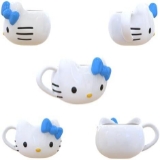 Hello Kitty Face Featuring a Blue Bow Ceramic 3D Sculpted Mug