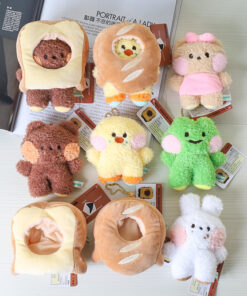 Kawaii Fuzzy Duck, Bear, and Frog Keychains