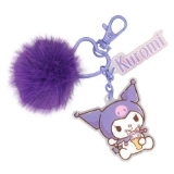 Kuromi Heart Pompom Keychain with Character Charms