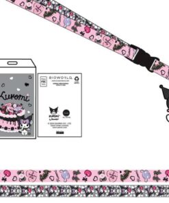 Kuromi Cherries & Cookies 22-Inch Lanyard With Kuromi Charm and Clear ID Sleeve