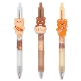 Baker Bear Cute Animal Illustration with 3D Figure On Clip 0.5mm Click Gel Pen (White)