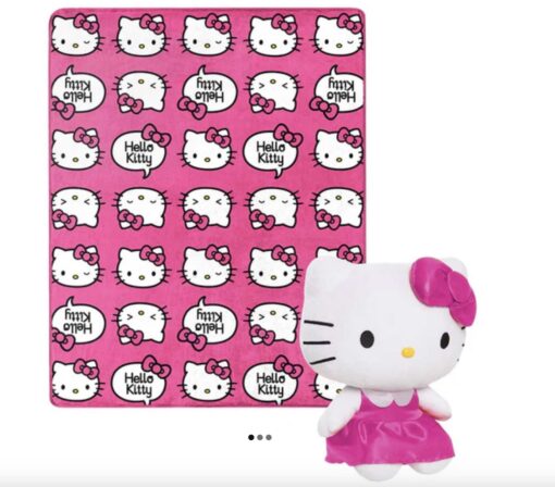 Hello Kitty Plush Doll & Silk Touch Blanket Throw Set (Pink Pride)