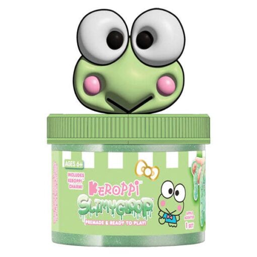 Sanrio Hello Kitty & Friends SlimyGloop Figural Topper Pre-Made & Ready To Play Slime (5.35oz) Multiple Styles: Keroppi Apple Scent Green Slime