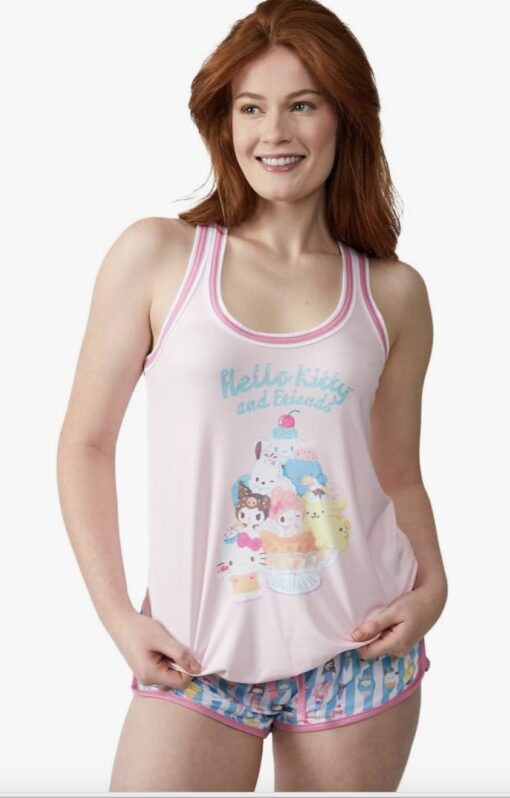 Hello Kitty & Friends Group Shot Women S Racer Tank & Dolphin Shorts Sleep