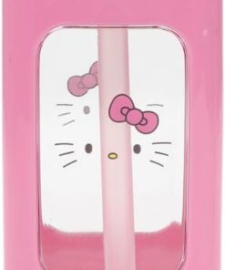 Hello Kitty Character Face 24 oz Pink Square Plastic Water Bottle