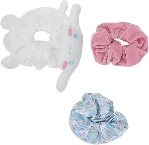 Cinnamoroll Plush, Velvet, and Satin Scrunchies 3-Pack