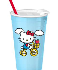 Hello Kitty 32oz Blue Bike Plastic Tumbler with Lid and Straw
