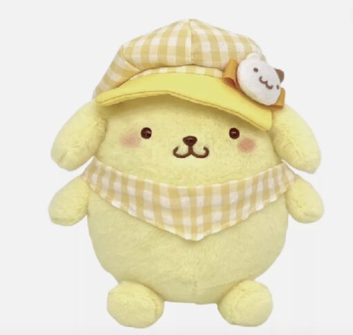 Pompompurin Sanrio Gingham Newsboy Bandana Plush Doll S